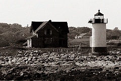 Straismouth Light in Front of Old Keeper's House- Sepia Tone